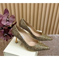 Jimmy Choo heel 8.5cm Pumps with gold Crystal Embellishment  1102-2024 