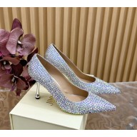 Jimmy Choo heel 8.5cm Pumps with silvery Crystal Embellishment  1102-2024 