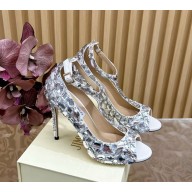 Jimmy Choo patent leather high heeled sandals with crystal heel 10.5cm 1104-2024