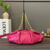 LOEWE Small Paseo bag in shiny nappa calfskin with chain fuchsia 2024