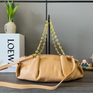 LOEWE Small Paseo bag in shiny nappa calfskin with chain warm desert 2024
