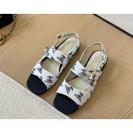 Chanel satin CC logo flat sandals white 1217-2024