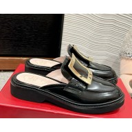 roger vivier Viv' Rangers Mules in leather with Metal Buckle Black 2025