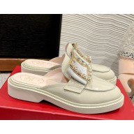 roger vivier Viv' Rangers Mules in leather with crystal buckle white 2025