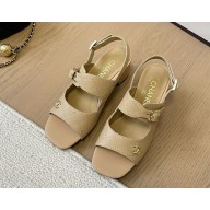 Chanel Goatskin CC logo sandals Beige 1217-2024