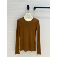 LOEWE BROWN  Long sleeve top in stretch wool 2024