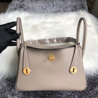 Hermes Lindy 26cm Bag in original swift leather gris ashpite(handmade)