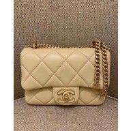 chanel Lambskin, Enamel & Gold-Tone Metal Mini Flap Bag beige AS3113 2022(original quality)