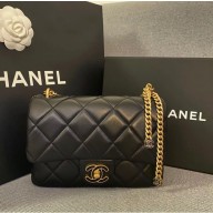 chanel Lambskin, Enamel & Gold-Tone Metal Mini Flap Bag black AS3113 2022(original quality)