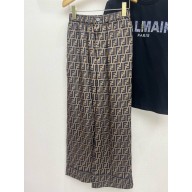 fendi Brown FF silk pants 2024