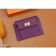 Hermes kelly pocket compact wallet in mysore leather anemone (Full Handmade)