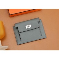 Hermes kelly pocket compact wallet in epsom leather gris meyer(Full Handmade)
