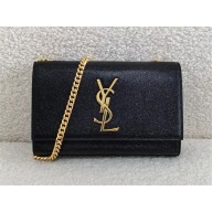 Saint Laurent kate small in grain de poudre embossed leather black/gold 2024(original quality)