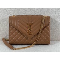 saint laurent envelope medium in quilted grain de poudre embossed leather CARAMEL 2024(original quality)