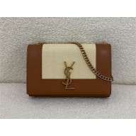 Saint Laurent kate small in canvas and leather NATUREL AND BRICK 2024(original quality)