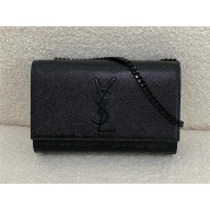 Saint Laurent kate small in grain de poudre embossed leather so black 2024(original quality)