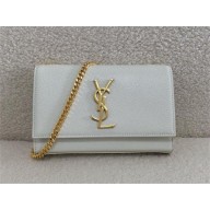 Saint Laurent kate small in grain de poudre embossed leather white 2024(original quality)