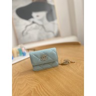 chanel mini chain belt bag blue 2022