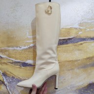 Jimmy Choo Mahesa 100 leather knee boots creamy 2023
