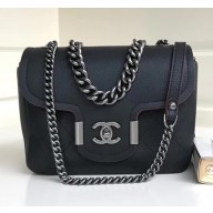 Chanel Grained Calfskin Small Archi Chic Flap Bag A57217 Black 2018