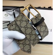 Gucci GG Supreme Belt with Gold Buckle 38mm Width 