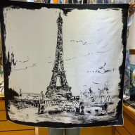 dior Ecru and Black Silk Twill Paris 90 Square Scarf 2024