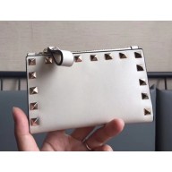 Valentino Rockstud Pocket Bi-Fold Wallet 0605 White