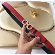 Ferragamo Saffiano Calf Leather Belt 25mm Width Red 