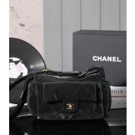 chanel coco neige black velvet shoulder bag AS5054 2024