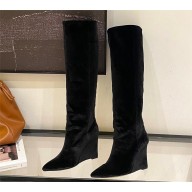 JIMMY CHOO  Blake 110 velvet wedge knee boots black 2023