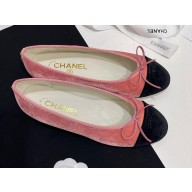 Chanel velvet Ballet flats G02819 black/pink 2024