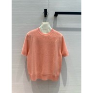 HERMES Cashmere Short-Sleeved Sweater PINK 2024