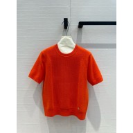 HERMES Cashmere Short-Sleeved Sweater RED 2024