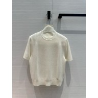 HERMES Cashmere Short-Sleeved Sweater WHITE 2024