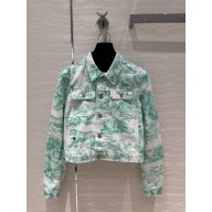 dior White and Aquamarina Cotton Denim with Toile de Jouy Sauvage MOTIF Dioriviera Jacket 2024