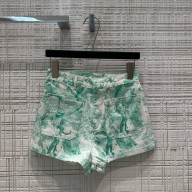 dior White and Aquamarina Cotton Denim with Toile de Jouy Sauvage MOTIF Dioriviera SHORTS 2024