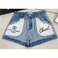 CHANEL  blue denim shorts 2024