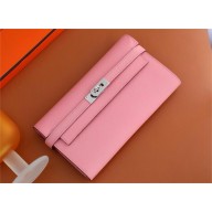 Hermes Kelly Long Wallet in Epsom leather rose confetti(Full Handmade)