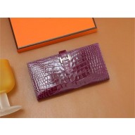 Hermes Bearn Long Wallet in shiny alligator leather anemone (Full Handmade)