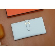 Hermes Bearn Long Wallet in mysore leather bleu brume(Full Handmade)