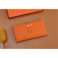 Hermes Bearn Long Wallet in Epsom leather orange(Full Handmade)