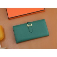 Hermes Bearn Long Wallet in Epsom leather malachite(Full Handmade)