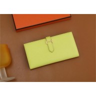 Hermes Bearn Long Wallet in Epsom leather lime(Full Handmade)