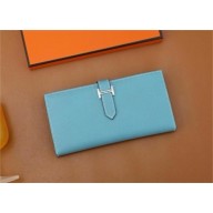 Hermes Bearn Long Wallet in Epsom leather belu du nord(Full Handmade)