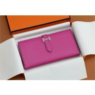 Hermes Bearn Long Wallet in Epsom leather rose pourpre(Full Handmade)