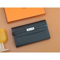 Hermes Kelly Long Wallet in Epsom leather noir(Full Handmade)