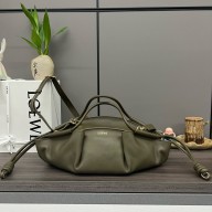 LOEWE Small Paseo bag in shiny nappa calfskin Dark Khaki Green 2024