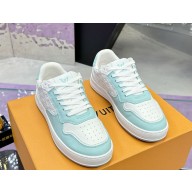 Louis Vuitton women/men 1AD5HP LV Stadium Sneaker White / Vert d'Eau Green Monogram-debossed calf leather 2025