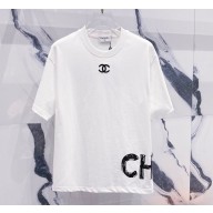 Chanel CC logo T-shirt in cotton white 2025