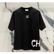 Chanel CC logo T-shirt in cotton black 2025
